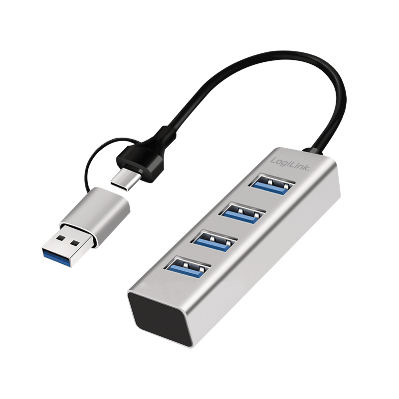 Logilink USB 3.1 Hub, 4-port, USB-A+C, aluminum, grey