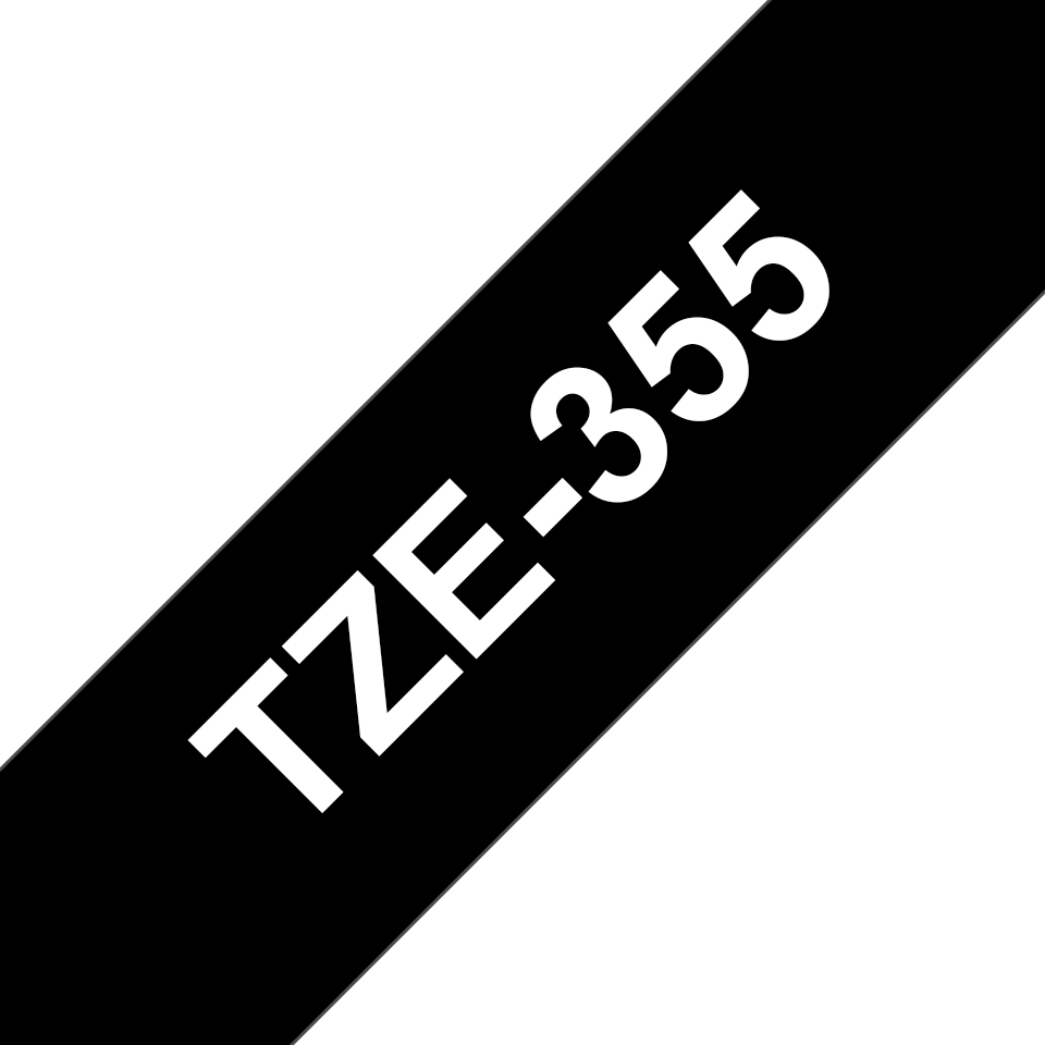Brother TZE355 Tejp VitText,Svart botten,24mm
