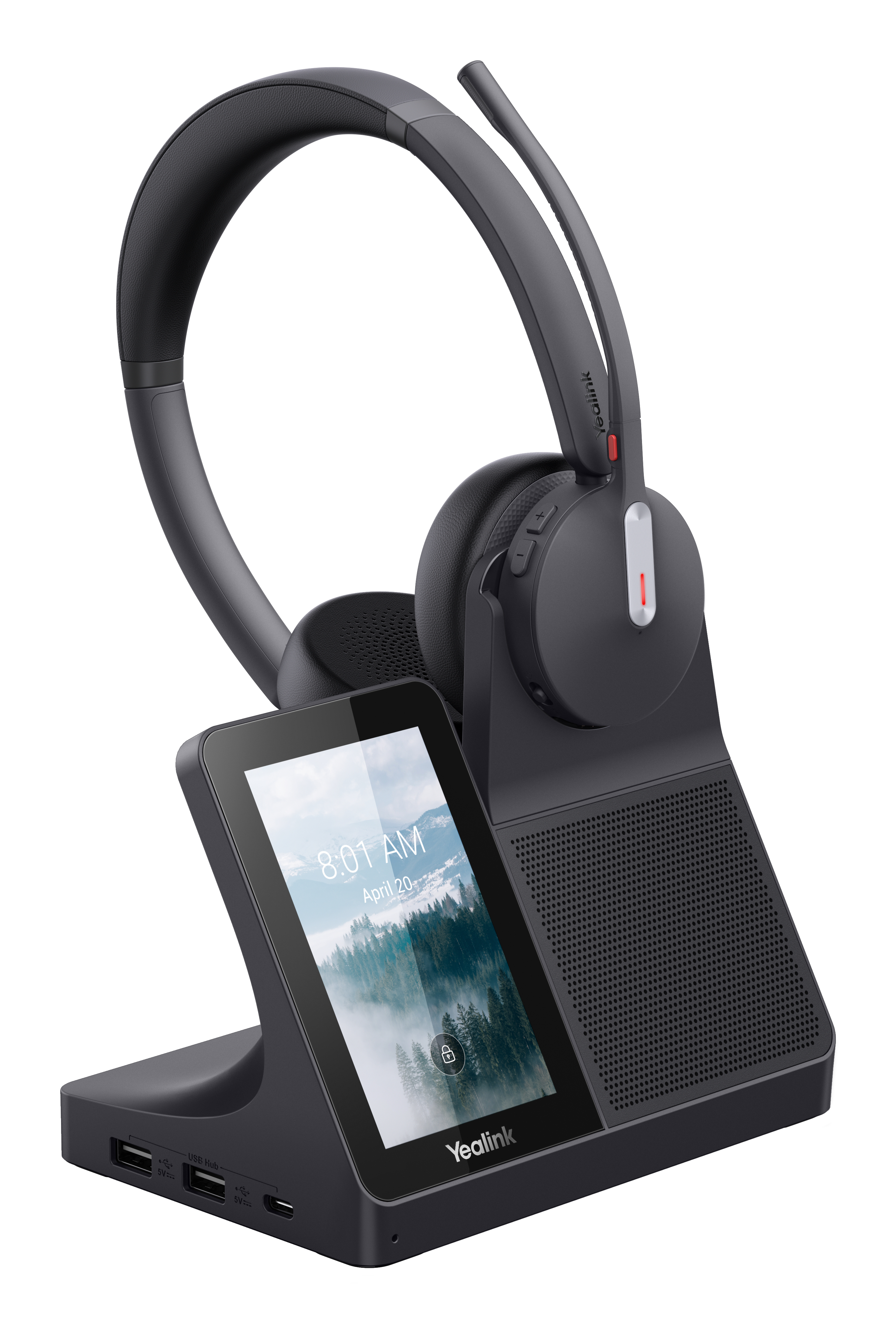 Yealink Wh64 Dual Headset Wired &  Wireless Head-Band  Calls/Music Bluetooth Charging Stand Black