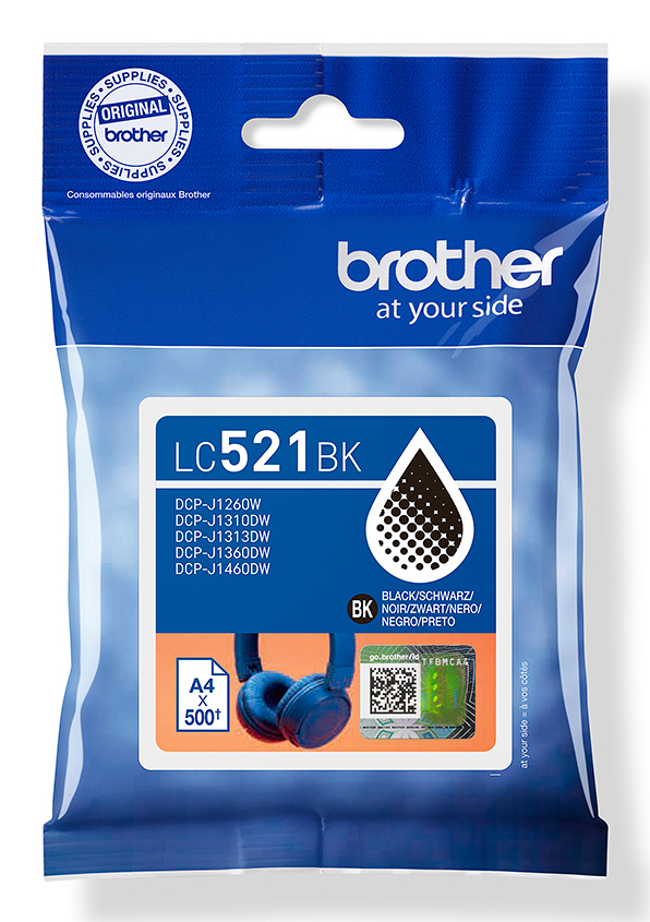 Brother Tintenpatronen LC-521BK Schwarz (ca. 500 Seiten)