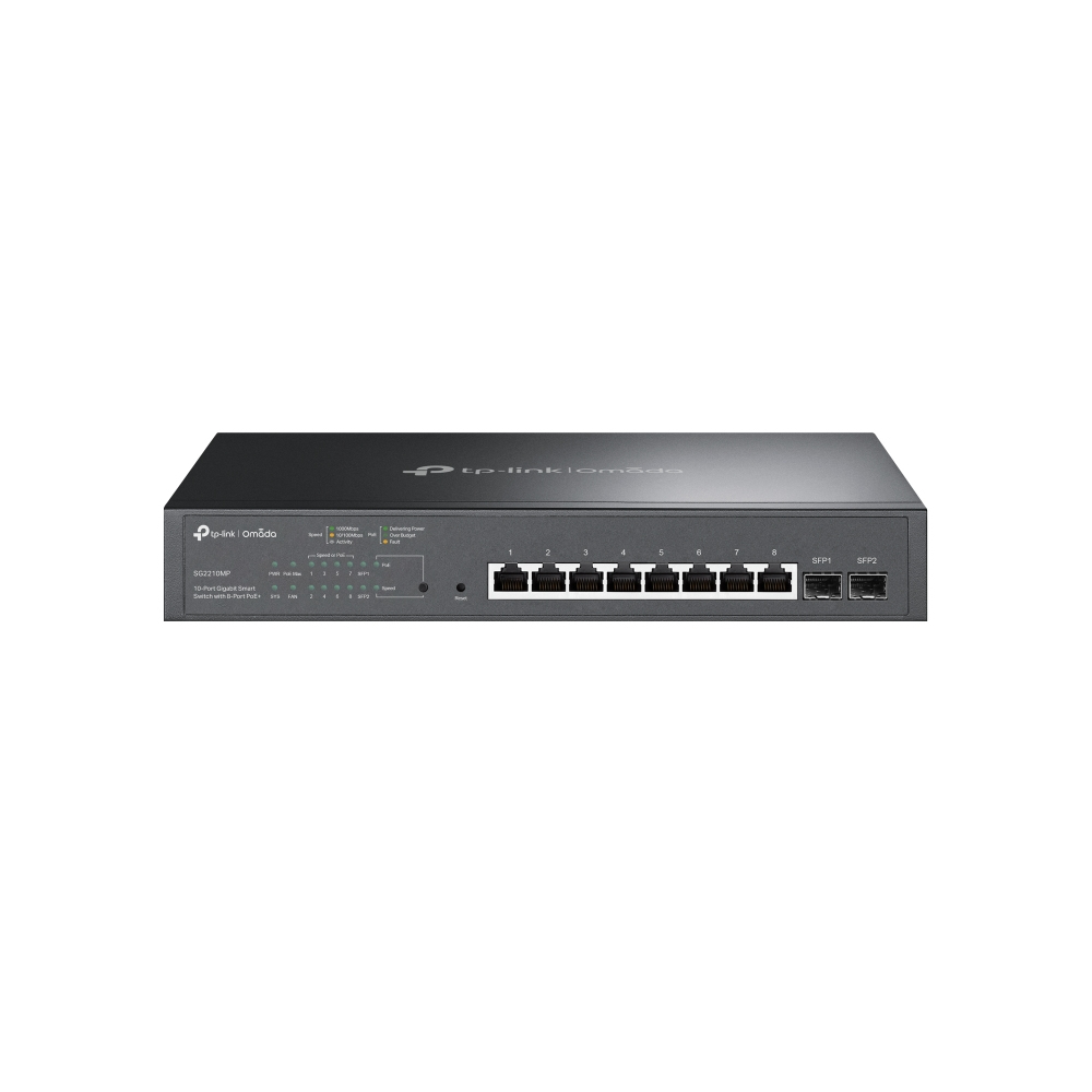 Omada JetStream 10-Port Gigabit  Smart PoE Switch with 8-Port  PoE+ JetStream 10-Port Gigabit Smart PoE Switch with 8-Port PoE+, Gigabit
