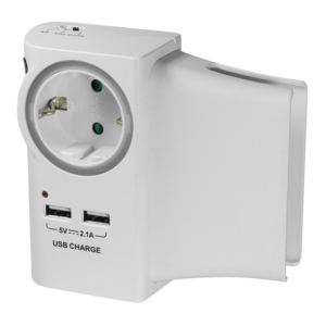 Logilink USB-A charger, 10.5 W, 2-port, 2x USB-A, 1x CEE 7/3, charging cradle, White