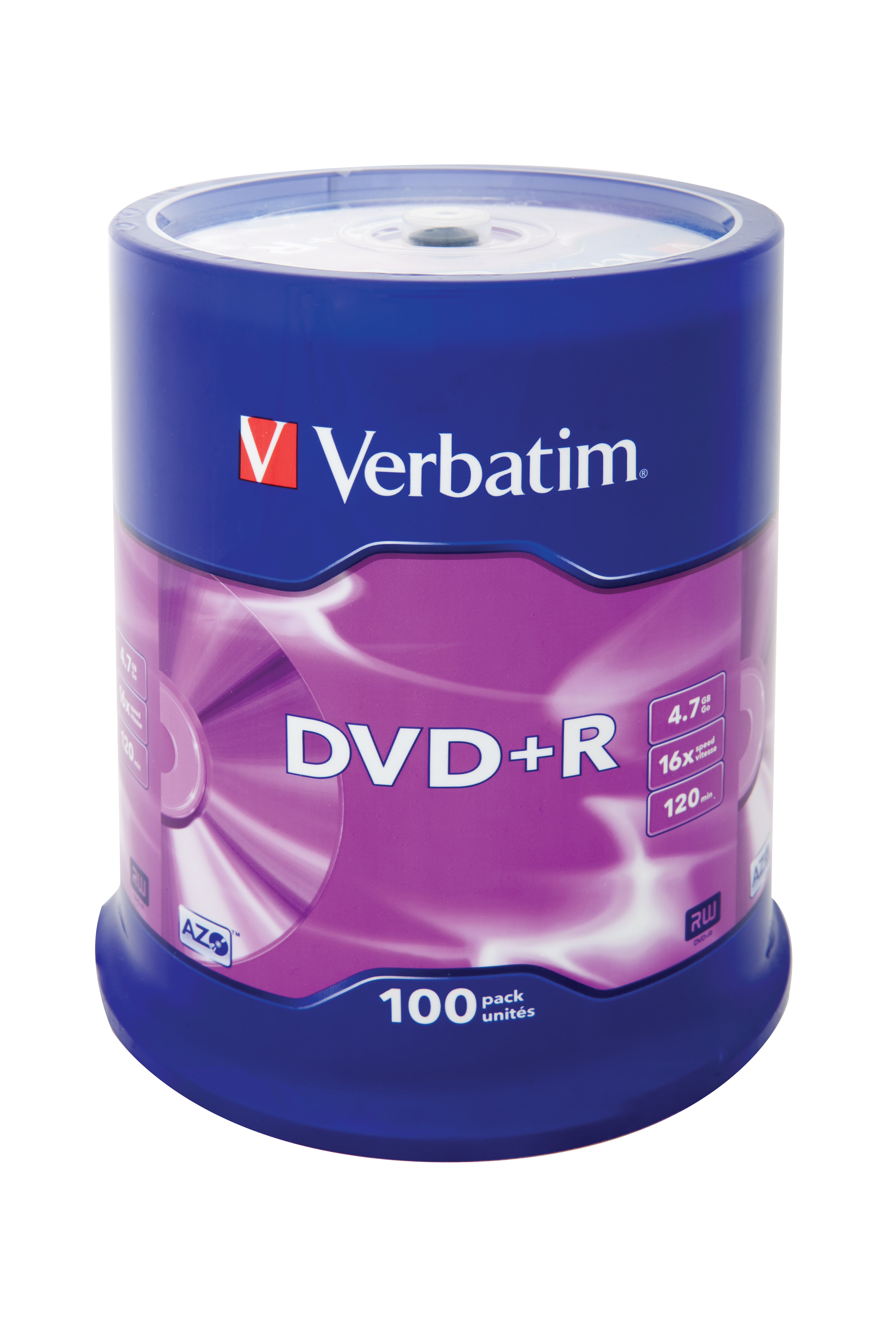 Verbatim DVD+R  16X 4.7GB Branded Matt Silver,100 Pack