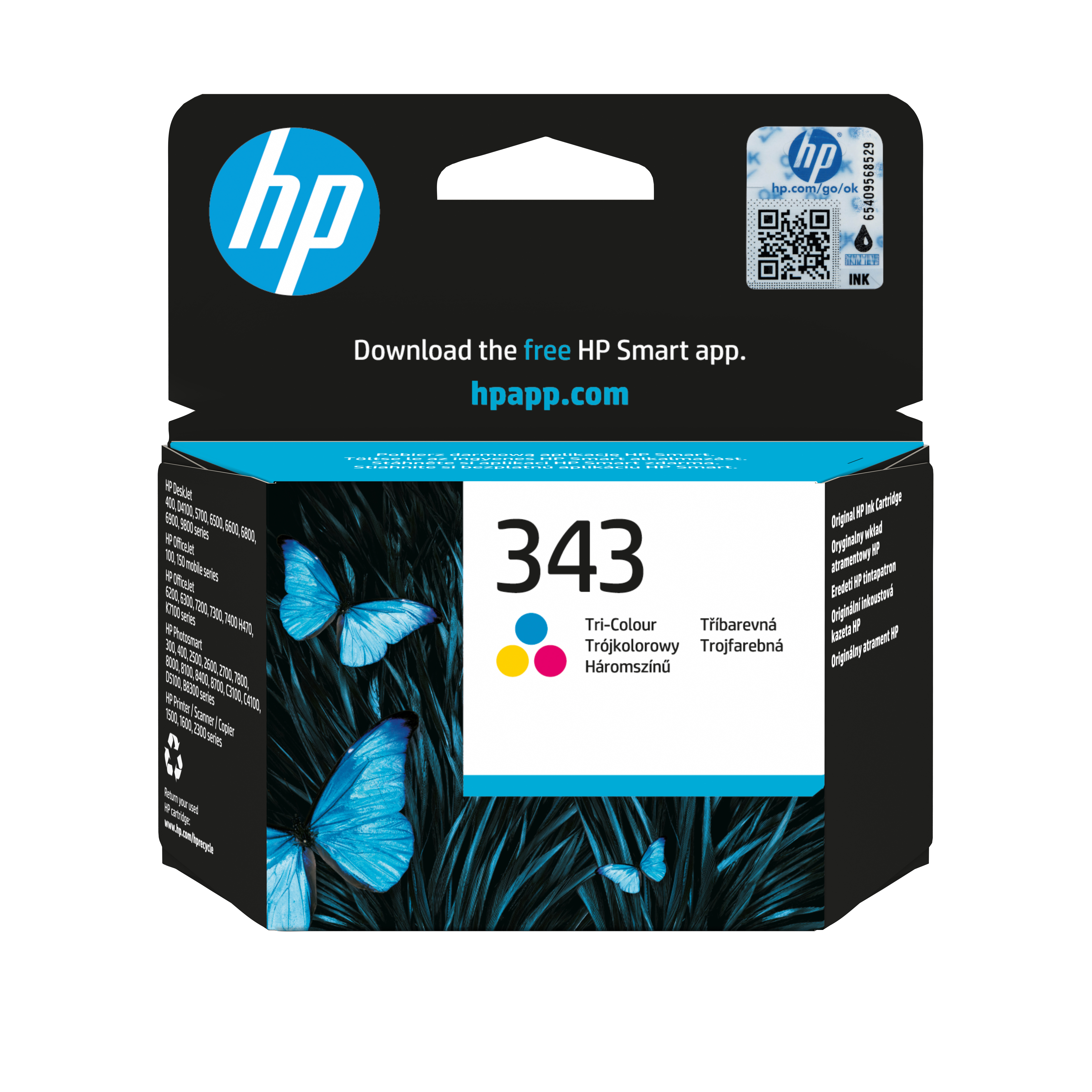 HP 343 Farve (cyan, magenta, gul) 330 sider Blæk C8766EE