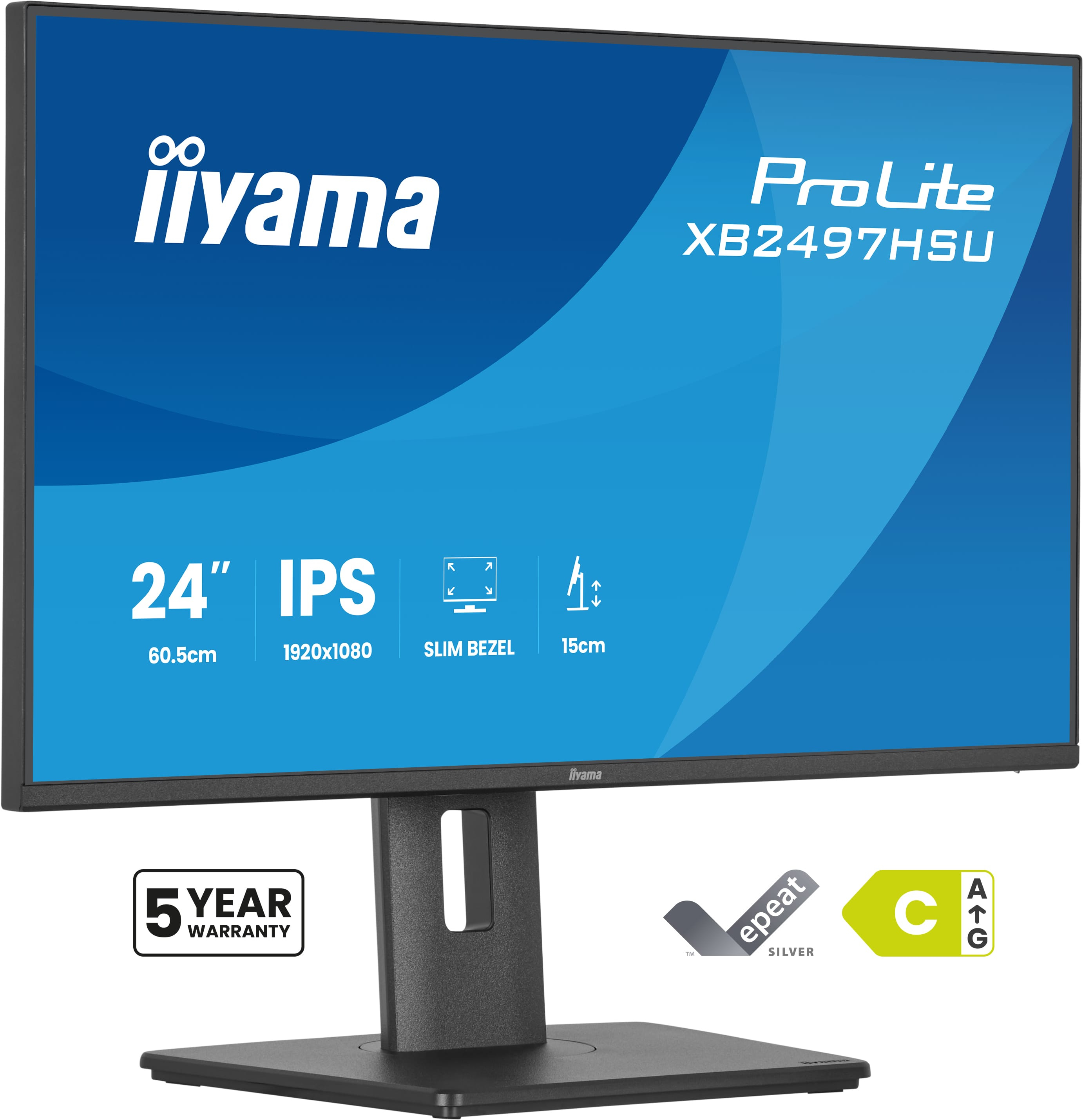 iiyama 24"  IPS-panel,1920x1080@120Hz,EyeC omfort,15cm Height Adj. Stand,350nits,1500:1,Speakers,HDMI,DP,1ms,USB