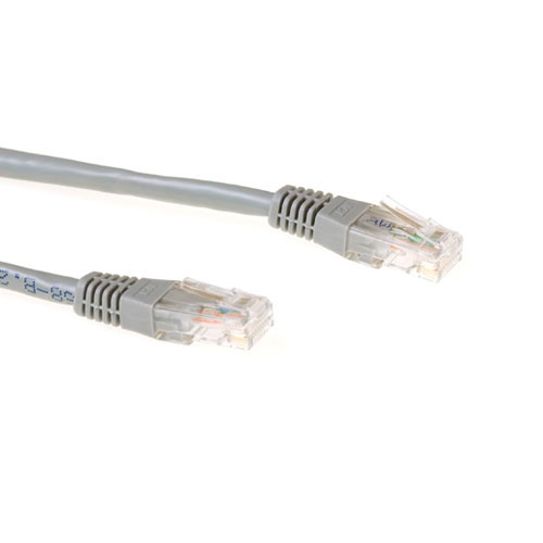 Grey 0.25 meter U/UTP CAT6A patch cable with RJ45 connectors