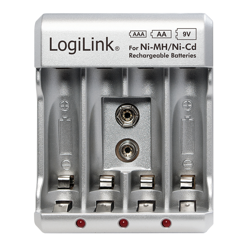 Battery Charger, 4x AA or 4x AAA and 1x 9V battery