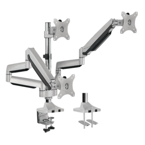 Triple Monitor mount, 13"-32", aluminum, 2x gas spring