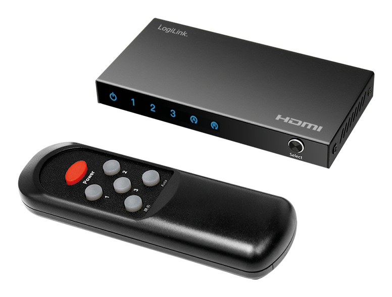 HDMI switch, 3x1-Port, 4K/60 Hz, HDCP, HDR, CEC, RC