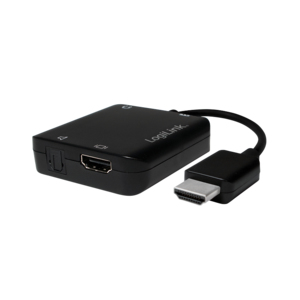 Logilink HDMI audio extractor, A/M to A/F+3.5mm/F+ODT, 2CH/5.1CH, black, 0.1 m