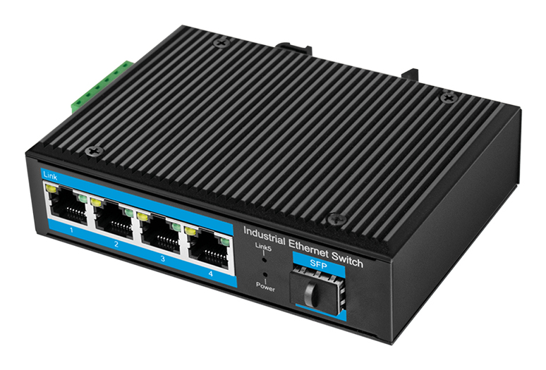 Industrial Gigabit Ethernet Switch, 4-Port 1000 Mbps + 1 port SFP