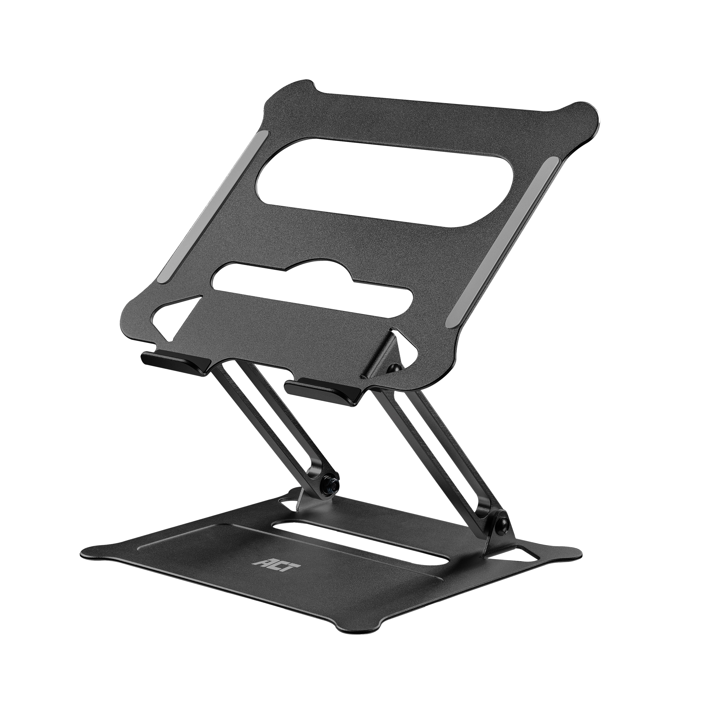 Foldable aluminium laptop stand with stepless height adjustment