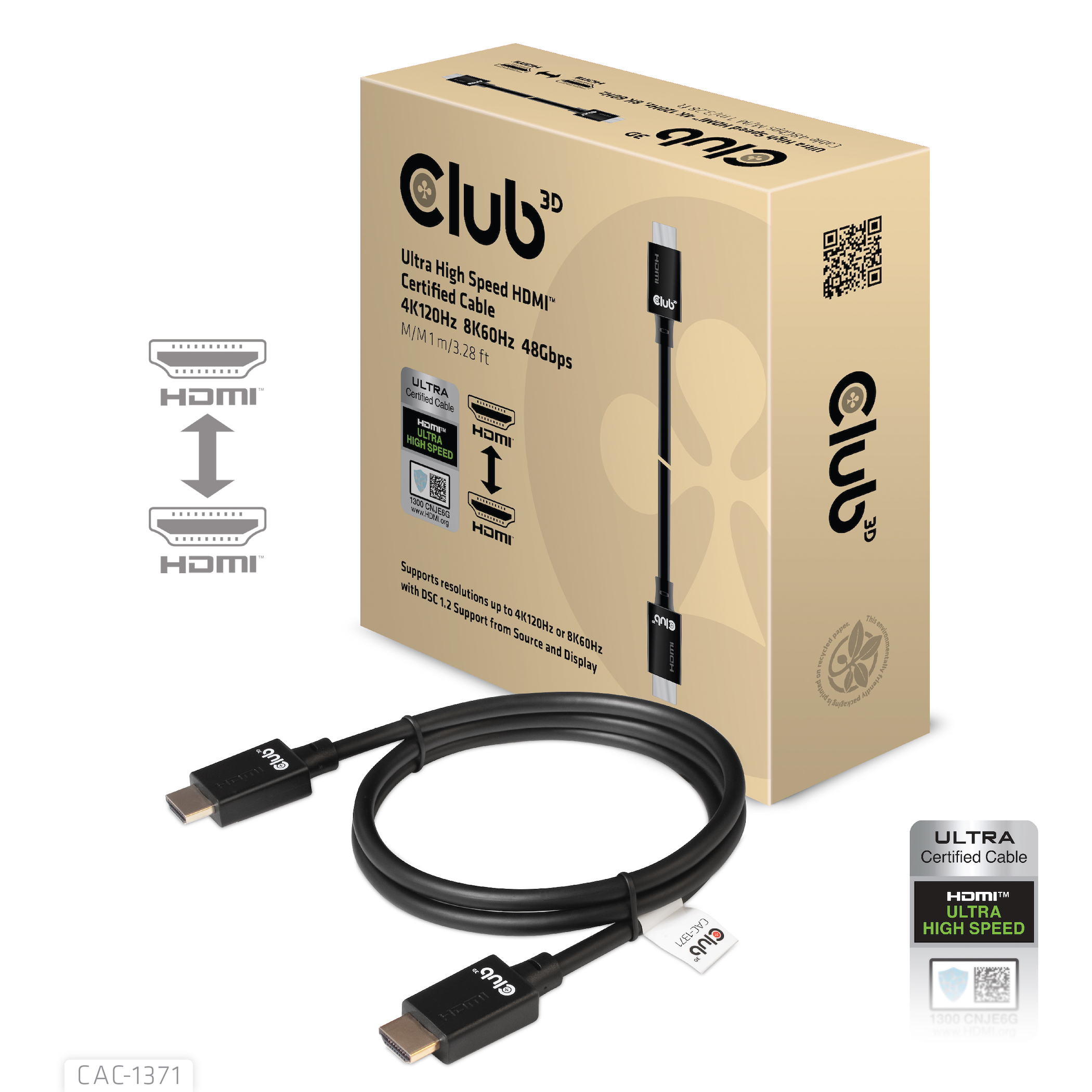 Club 3D CAC-1371 - HDMI-kabel - 1 m