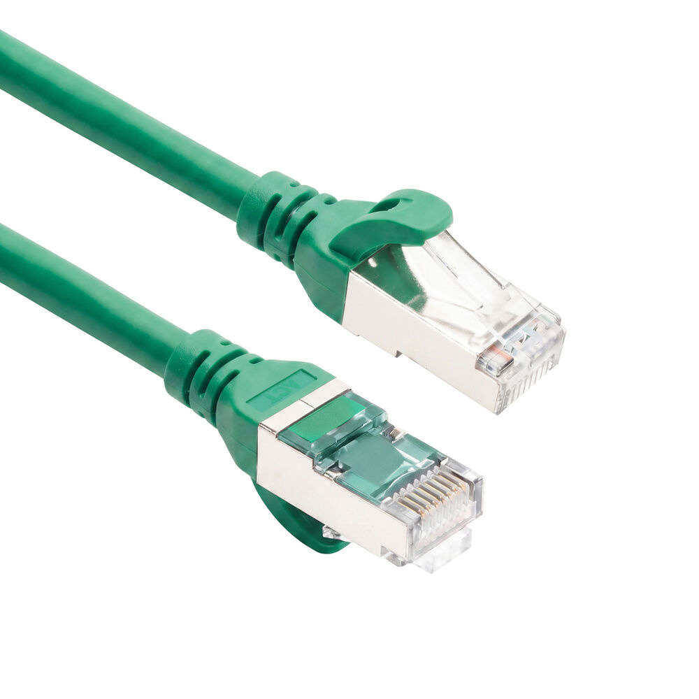 Green 0.25 meters TPE S/FTP CAT6A ultra-flex patch cable snagless with RJ45 connectors