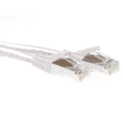 White 1 meter SFTP CAT6A patch cable snagless with RJ45 connectors