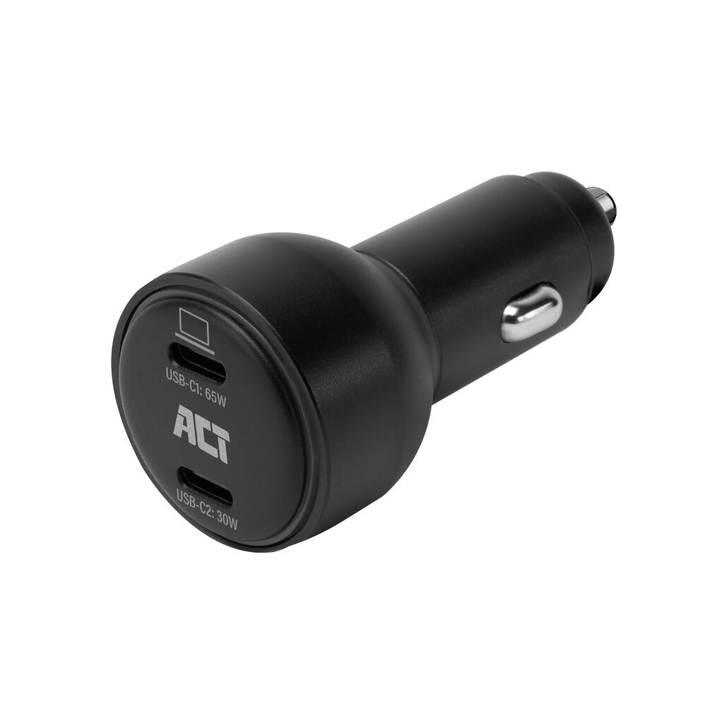 2-port USB-C Fast Car Charger 95W with Power Delivery PPS, Quick Charge and GaNFast