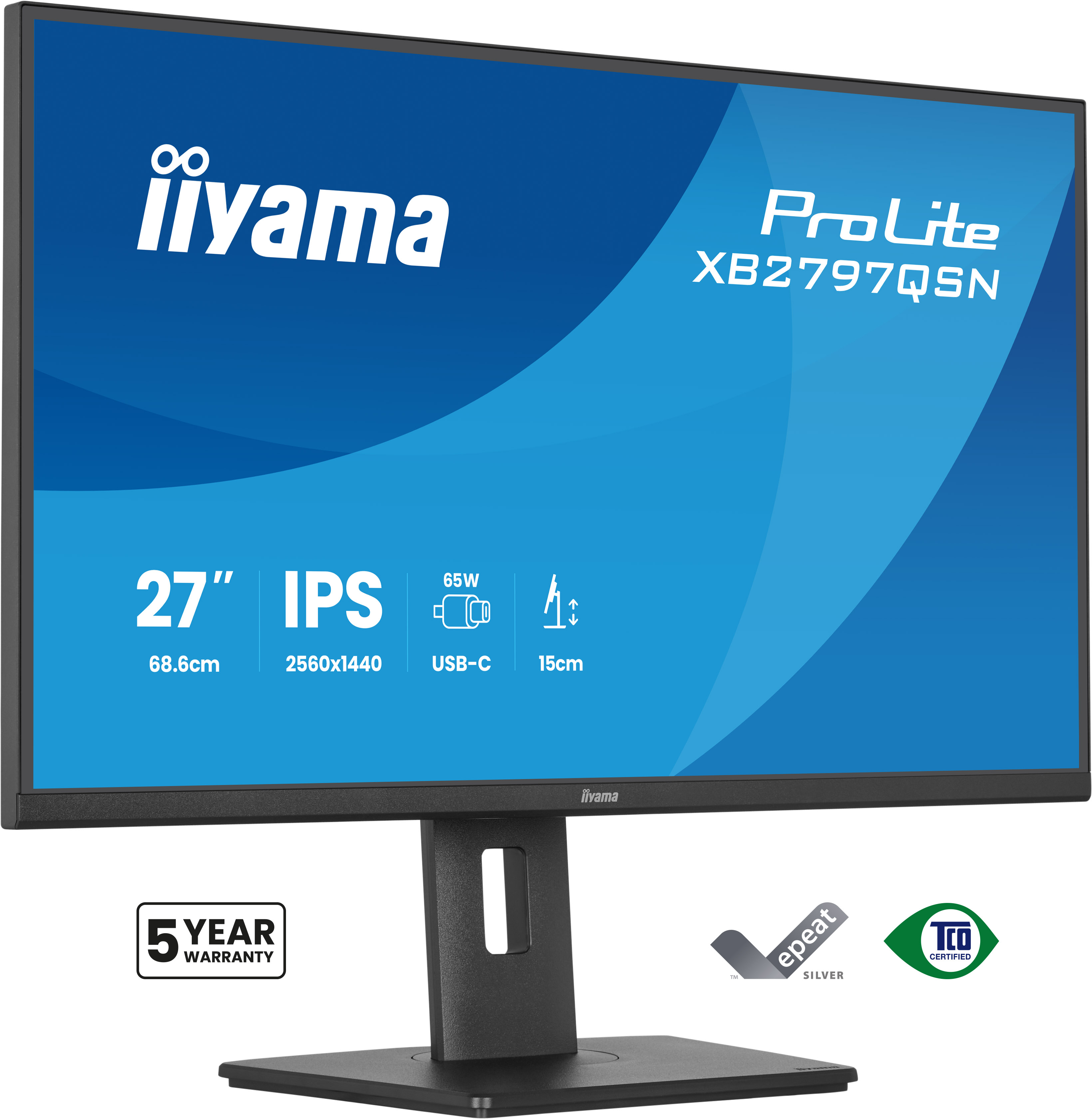 iiyama ProLite XB2797QSN-B1 27 IPS 2560 x 1440 (2K) HDMI DisplayPort USB-C 75Hz