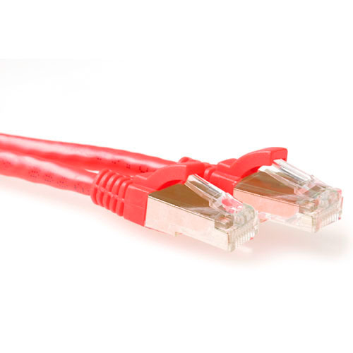 Red 0.5 meter SFTP CAT6A patch cable snagless with RJ45 connectors