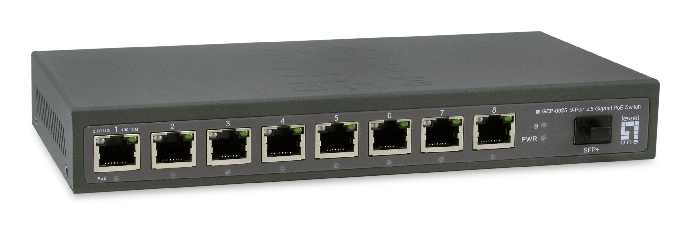 LevelOne PoE+Switch 8xGE PoE/1x10GSFP+ 120W unmanged Plastik