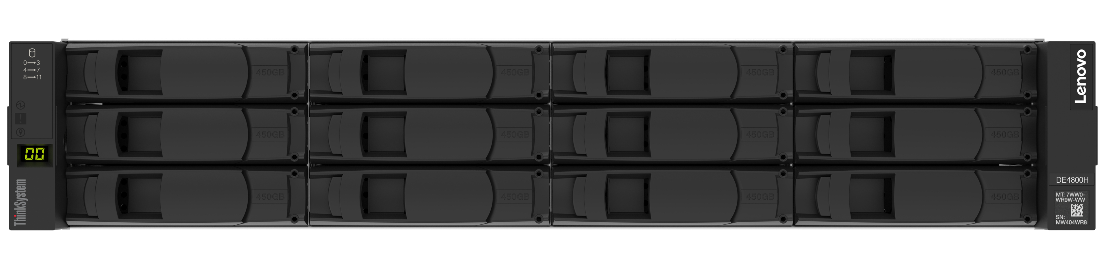 LENOVO ISG ThinkSystem DE4800H 128GB Cache HICless Hybrid Flash Array 2U12 LFF