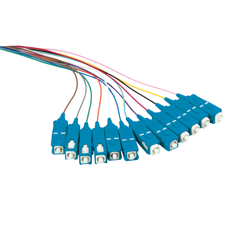 Fiber Pigtail Set 12 x SC OS2 2m, colored, blue connector