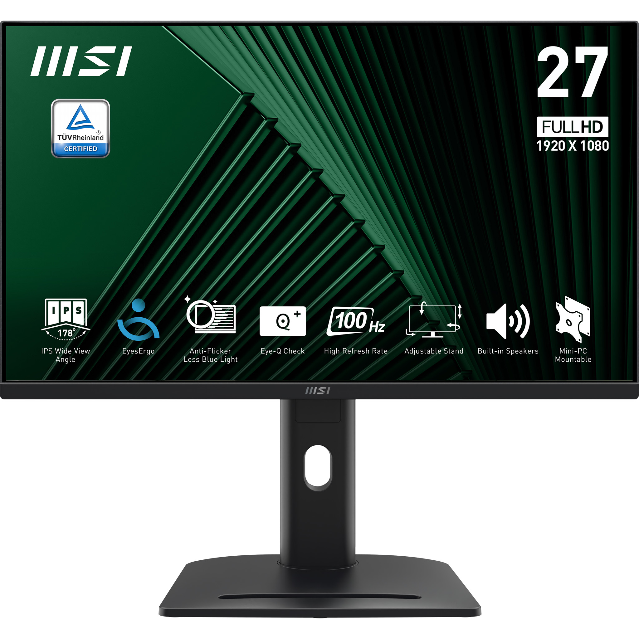 68,6 cm (27") 1920 x 1080 Pixel MSI 9S6-3PC39M-053 16:9 Full HD IPS 4 ms 100 Hz DisplayPort HDMI Pivot Height VESA Speaker