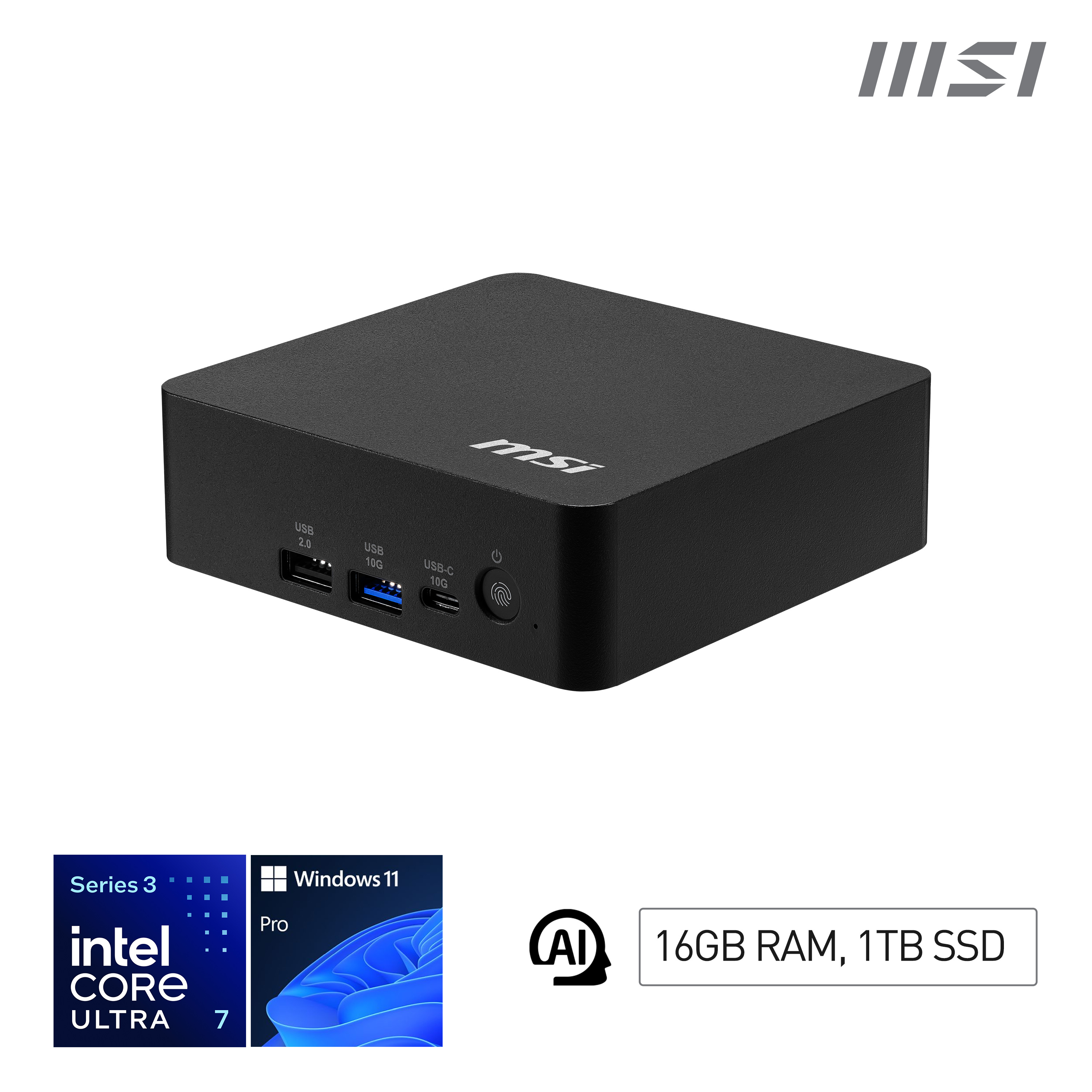 MSI Cubi NUC AI+ 3MG-003EU Mini PC 355 Intel Core Ultra 7 16GB 1TB Windows 11 Pro