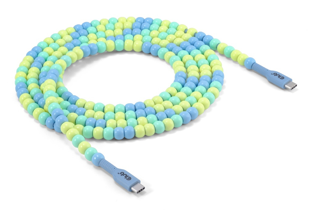 USB C Beaded Cable Blue, PD60W, Data T