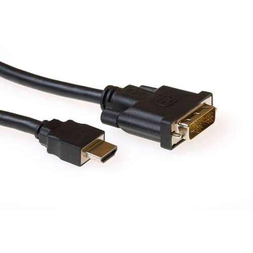 HDMI-A male to DVI-D male adapter cable, 2 meters (with RF block)