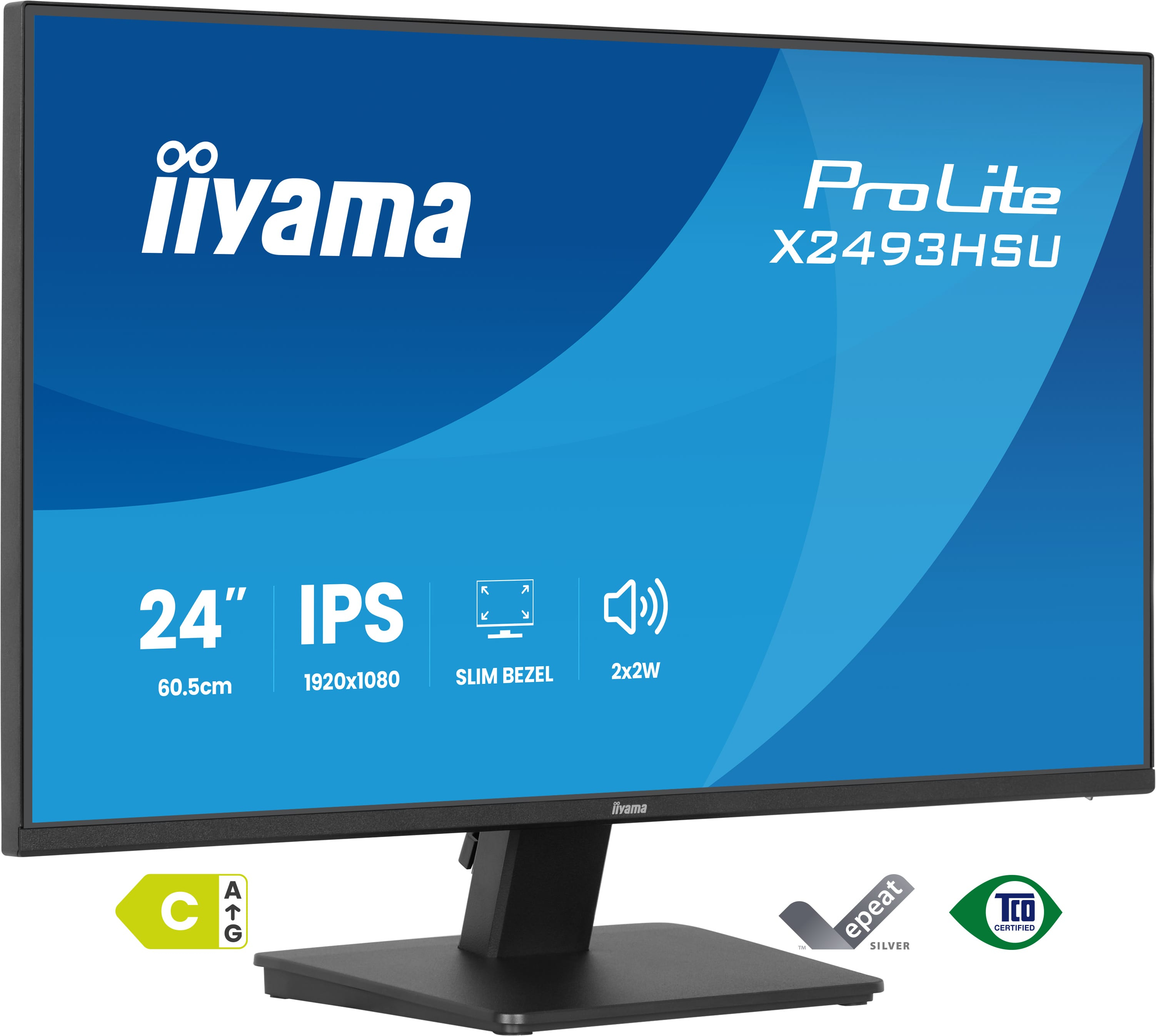 60,5cm/23,8" (1920x1080) iiyama ProLite X2493HSU-B1 16:9 FHD IPS 1ms 120Hz HDMI DisplayPort USB VESA Speaker Black