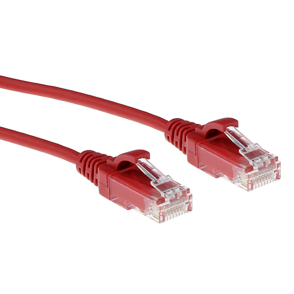 Red 0.15 meter LSZH U/UTP CAT6 datacenter slimline patch cable snagless with RJ45 connectors