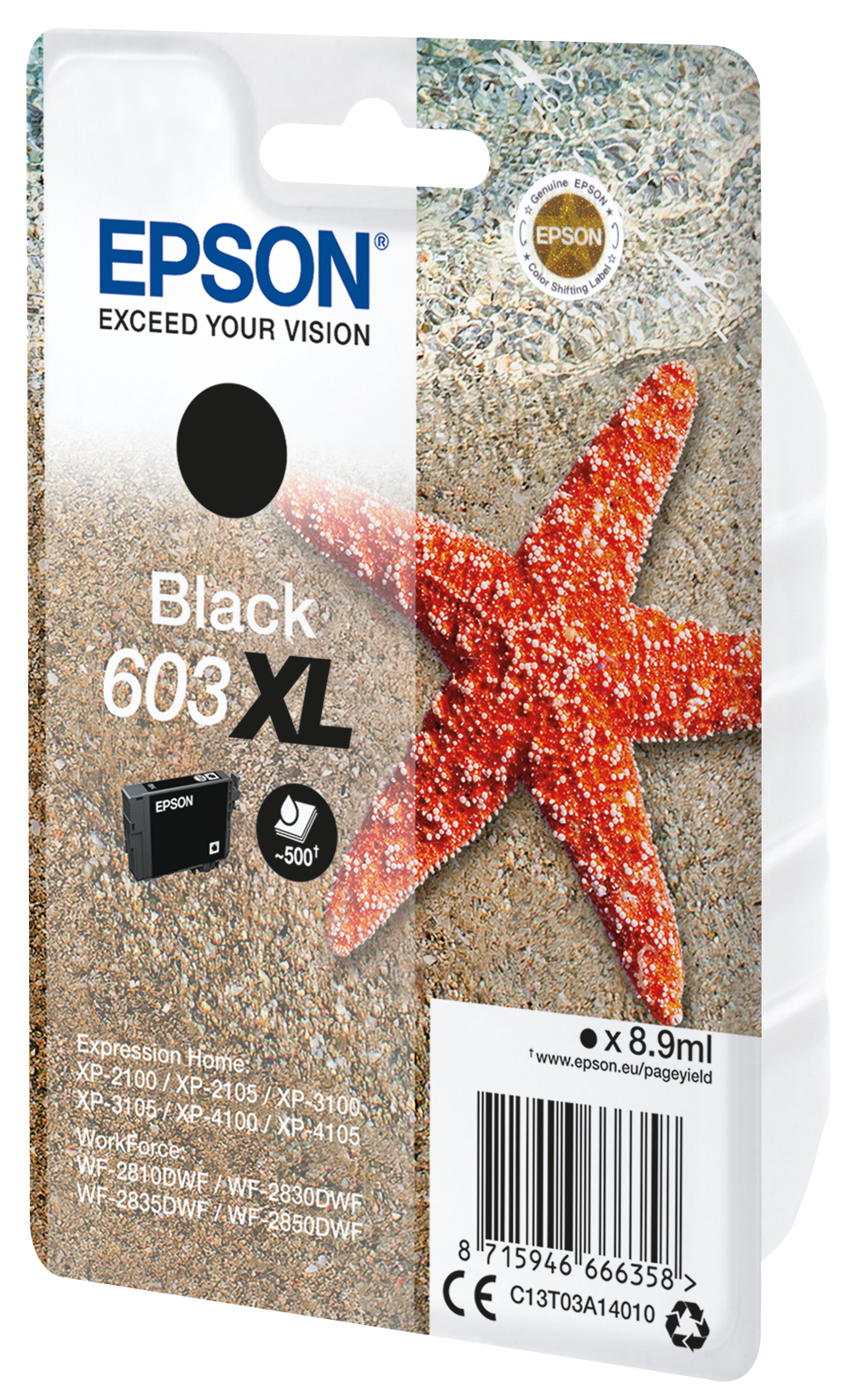 EPSON 603XL 8.9ml XL black blister with RF/acoustic alarm ink cartridge for XP-2150 2155 3150 3155 4150 4155 WF-2820 2840 2845 2870