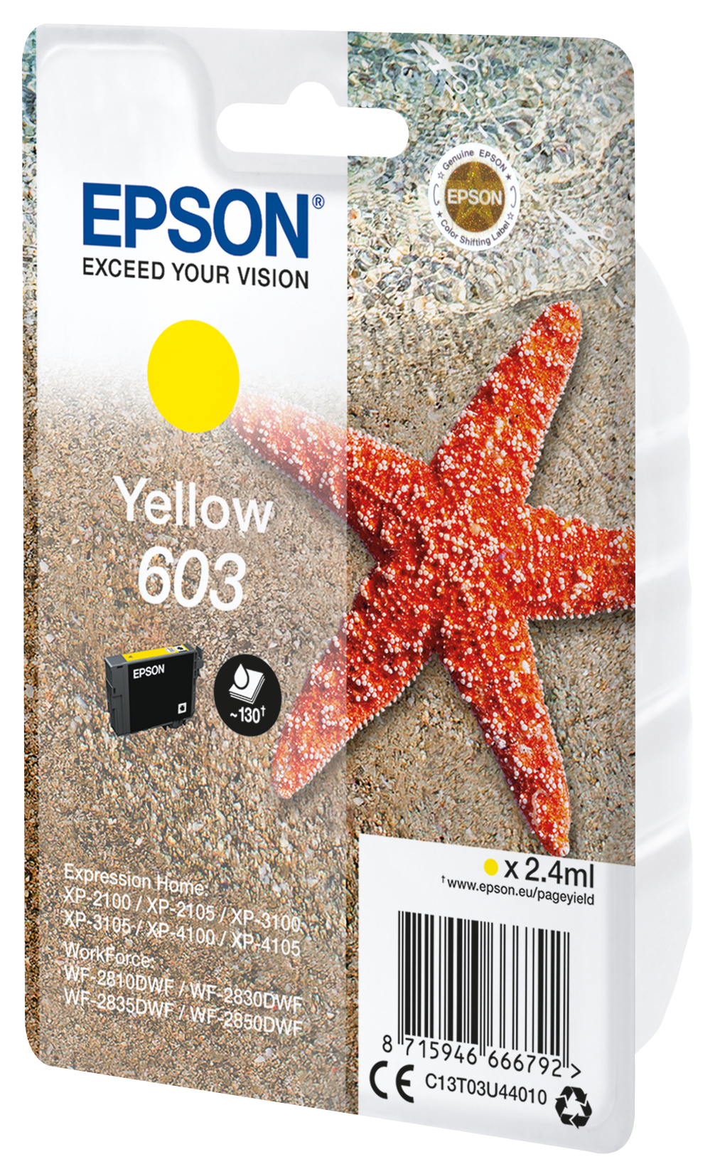 Epson Tinte 603 C13T03U44010 Gelb bis zu 130 Seiten