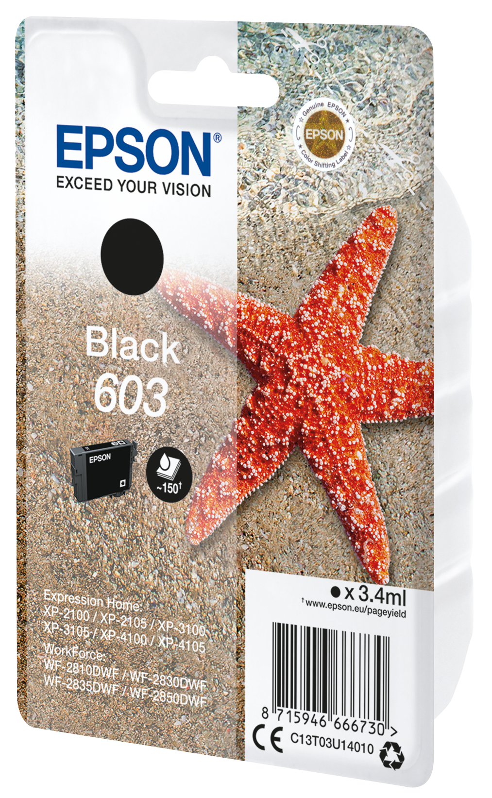 Epson Tinte 603 C13T03U14010 Schwarz bis zu 150 Seiten