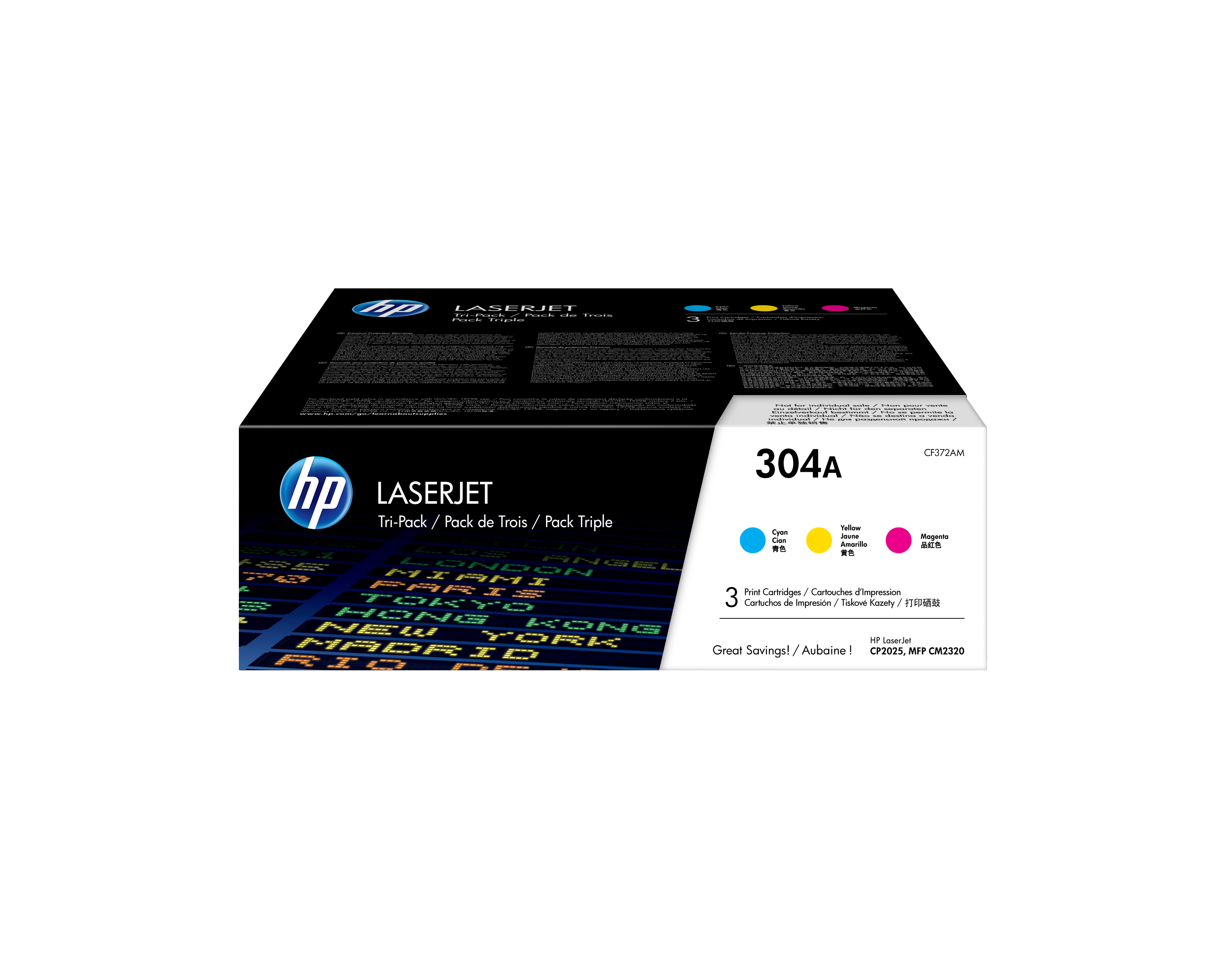 HP 304A - 3 pakker - gul, cyan, magent