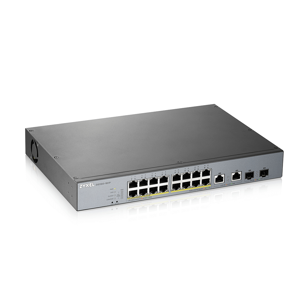 Zyxel GS1350-18HP, 18 Port managed  CCTV PoE switch, long range,  250W (1 year NCC Pro pack license bundled)