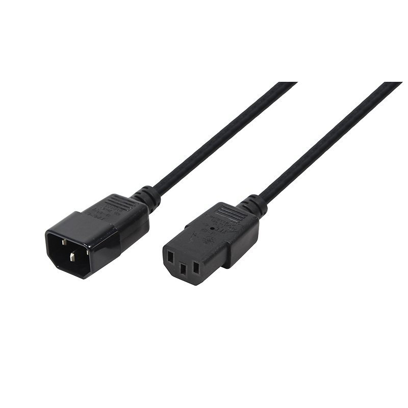 Power cable extension, IEC C14 to IEC C13, black, 3 m