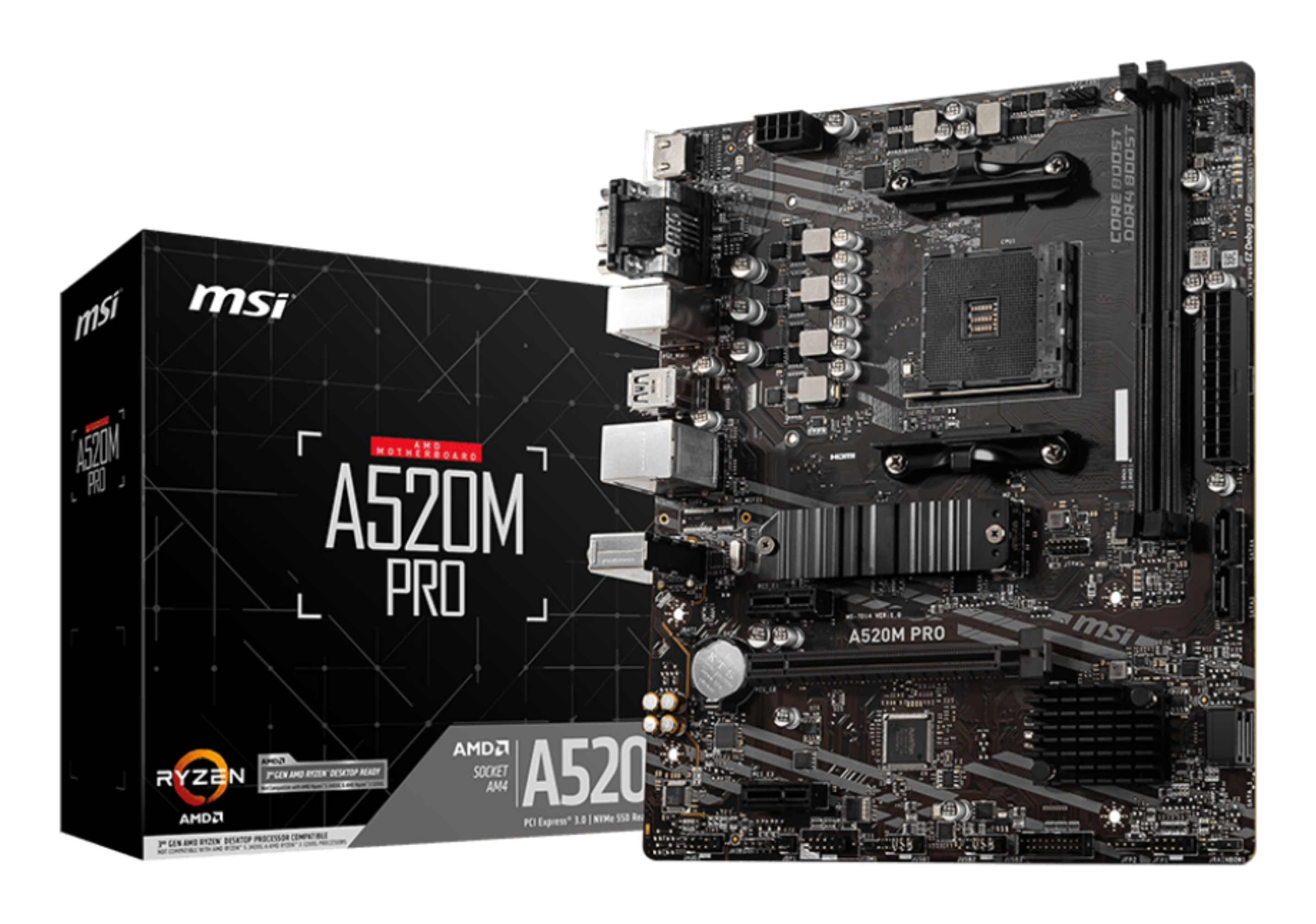MSI A520M PRO Micro-ATX AM4 AMD A520