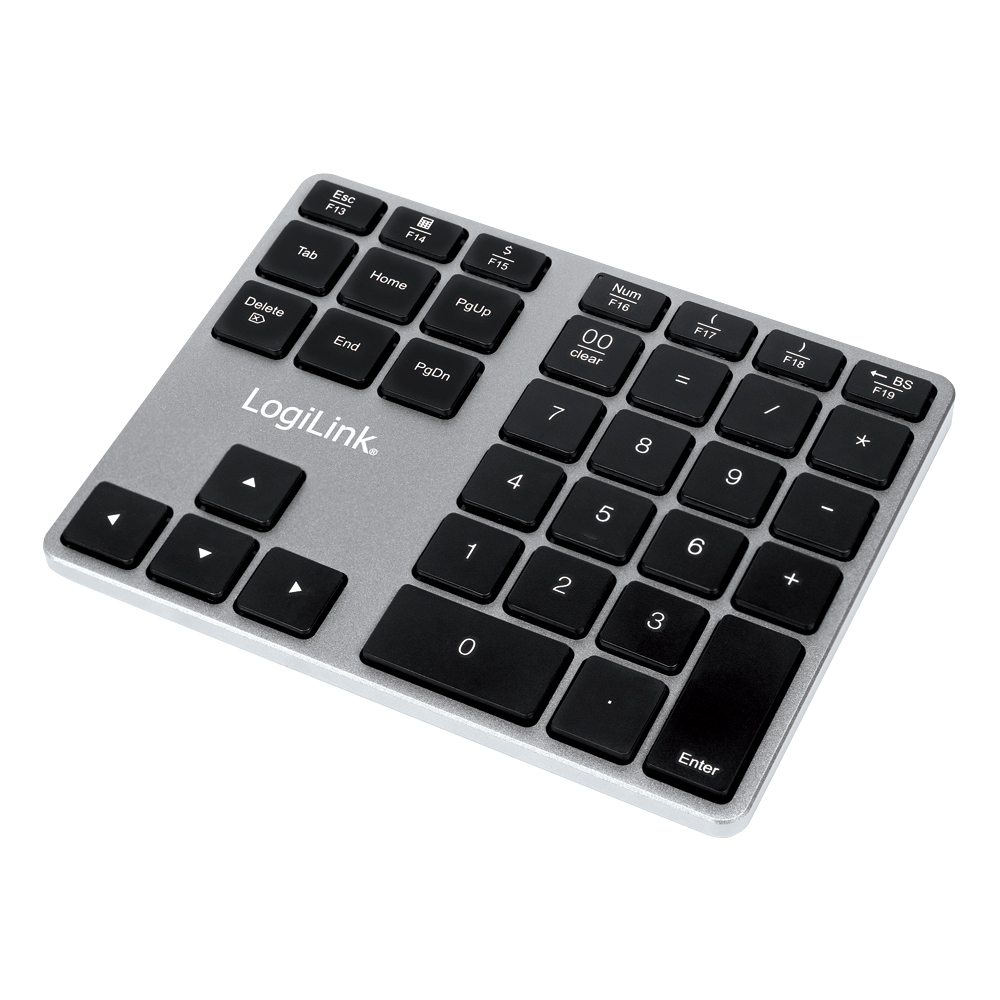 LogiLink Keypad, BT 3.0, 35 keys, aluminum