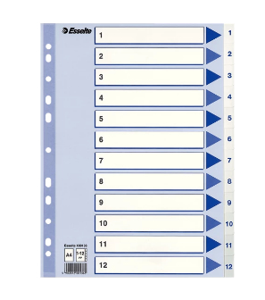 Esselte register PP A4 1-12 hvid