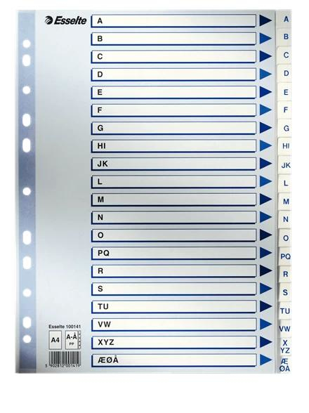 Esselte register PP A4 A-Å hvid