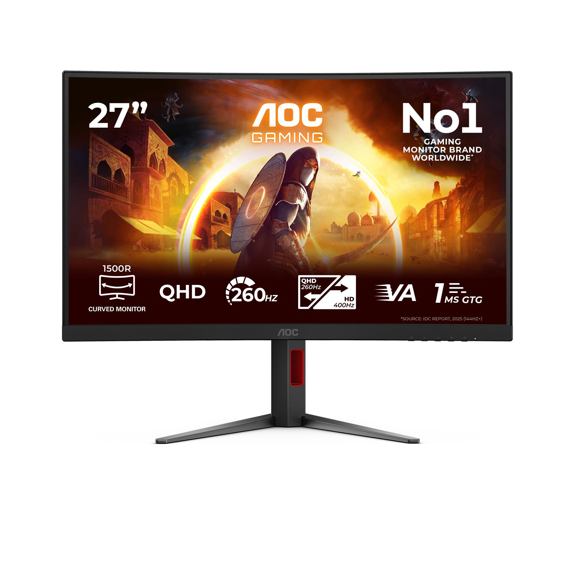 AOC CQ27G4Z2 27inch 16:9 Fast VA 260Hz OC Native 240Hz 2560x1440 HAS 130mm HDMI x 2x 2.0 DP x 1x 1.4