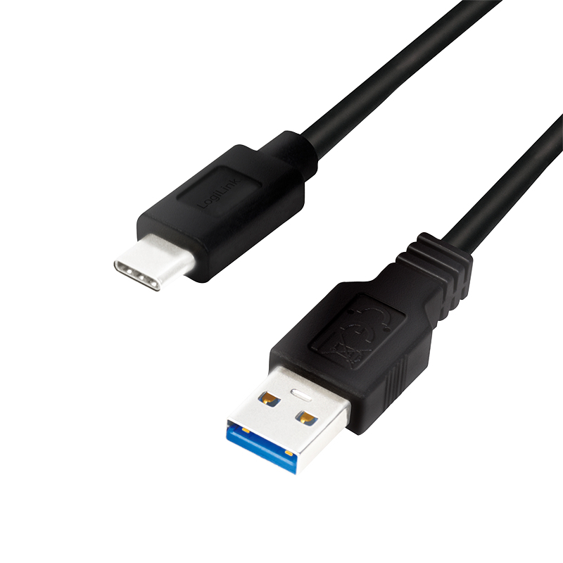 USB 3.2 Gen1 Type-C cable, C/M to A/M, 5 Gbps, 60W, black, 1.5 m