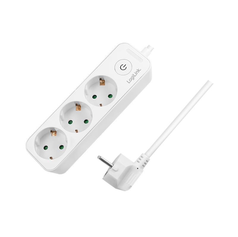 Logilink Outlet Strip, 3 safety sockets, white
