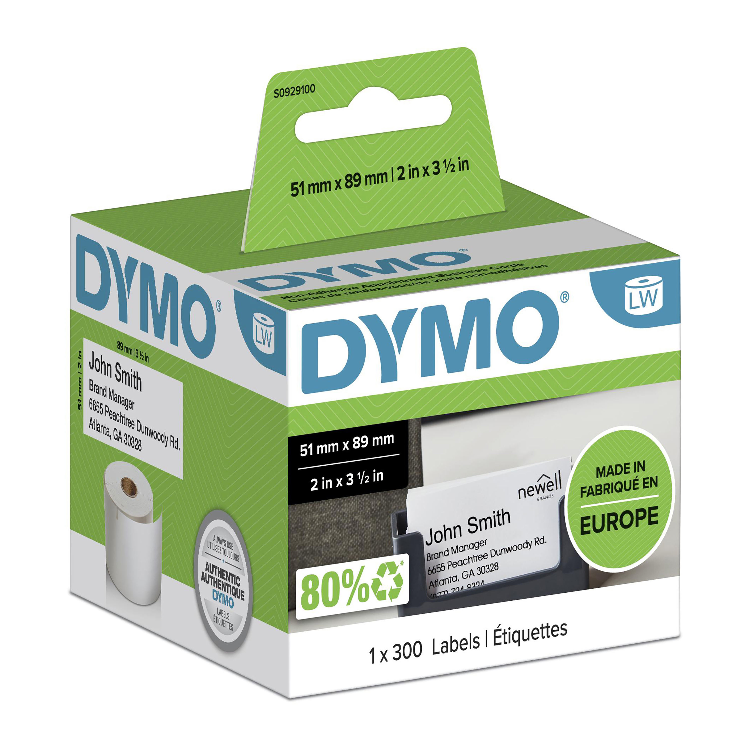 Dymo LabelWriter ORIGINAL Terminvereinbarungsetiketten 51x89mm, 1 Rolle mit 300 Etiketten (wei, nicht klebend, S0929100)