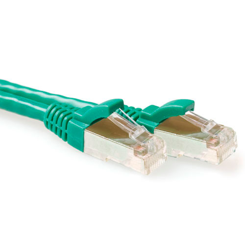 Green 1 meter SFTP CAT6A patch cable snagless with RJ45 connectors
