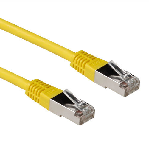 Yellow 0.5 meter LSZH SFTP CAT6A patch cable with RJ45 connectors