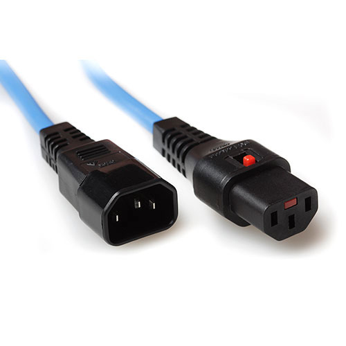 Powercord C13 IEC Lock - C14 blue 3 m, PC963