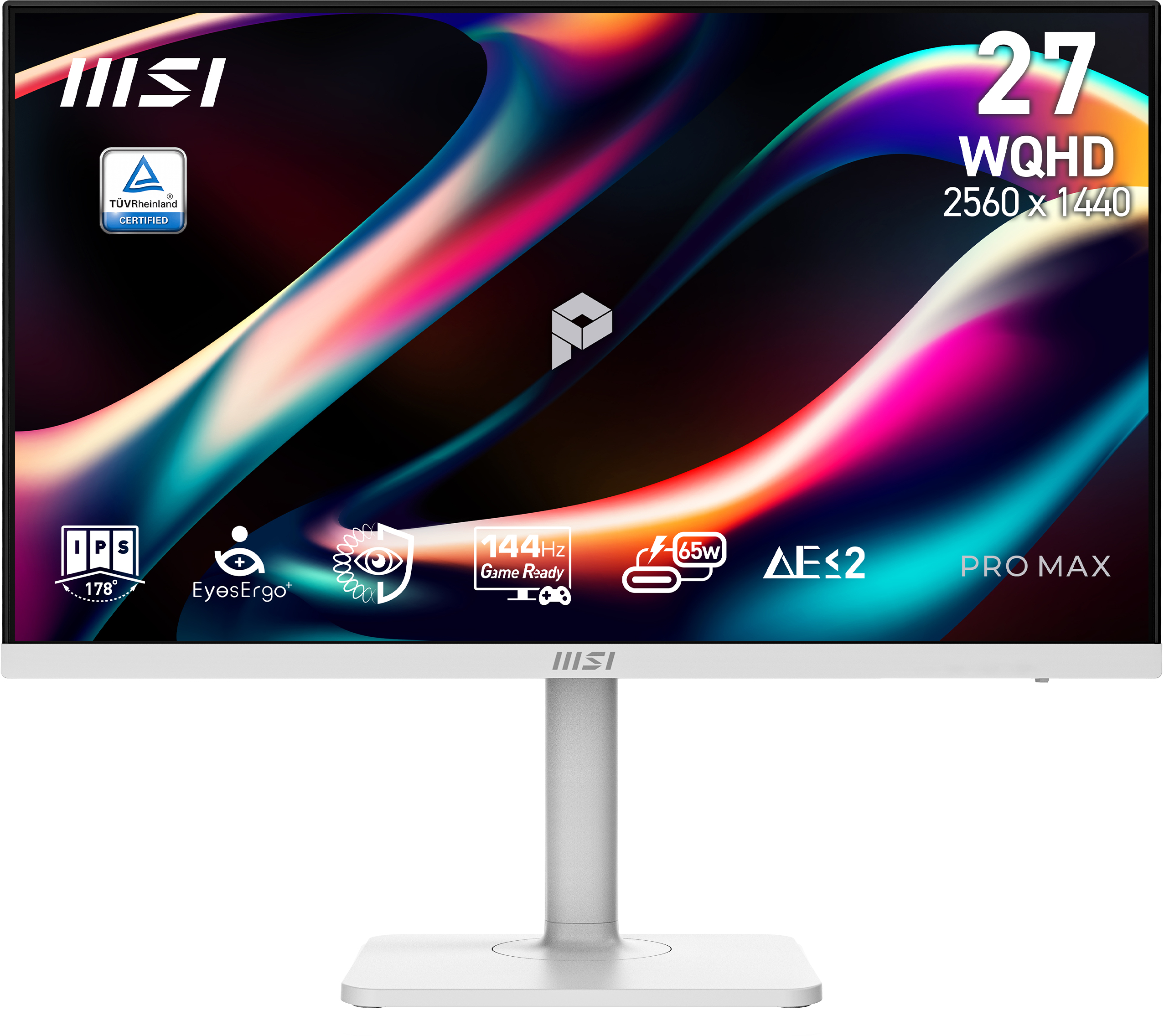 68,6 cm (27") 2560 x 1440 Pixel MSI 9S6-3PF54H-008 16:9 Wide Quad HD IPS 4 ms 144 Hz HDR DisplayPort HDMI USB-Hub Pivot Height VESA Speaker