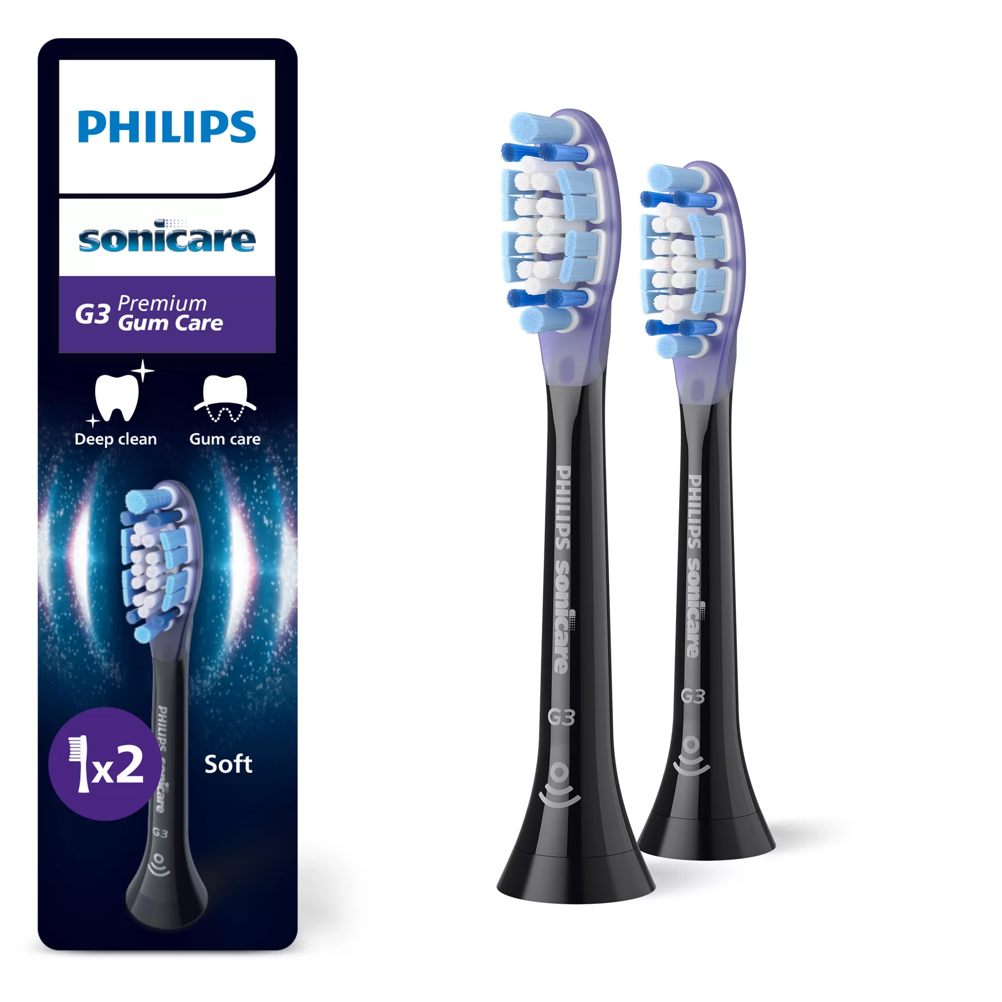 Philips Sonicare G3 Premium Gum Care HX9052 Ekstra tandbørstehoved 2 Sort